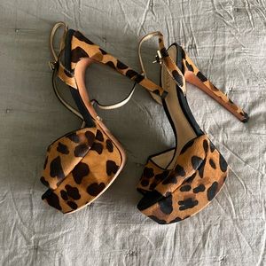 Schutz platform hair leopard sandals